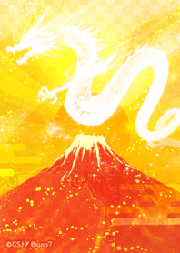 [Good luck] Silver dragon and red Fuji