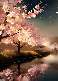 Beautiful night cherry blossoms#23
