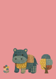 Hippo's Outing on light pink