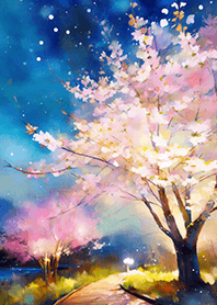 Beautiful night cherry blossoms#286