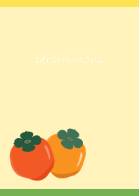 Autumn persimmons on yellow