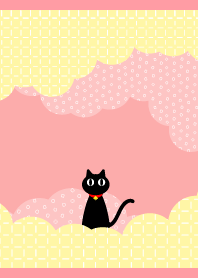 cute black cat on light pink JP