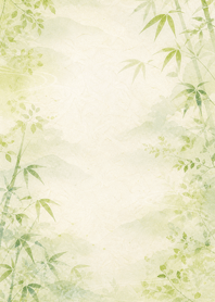 嫩葉竹葉柔和和風