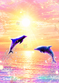 A fantastical sunset and dolphin
