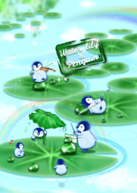 water lily with penguin3(music, rainbow)