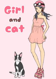 女の子と猫