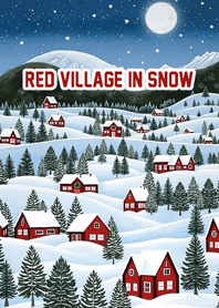 Red Village in Snow
