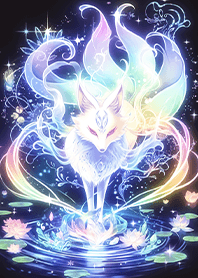 Nine-tailed fox king in lotus pond_PL