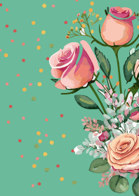 pretty rose on blue green