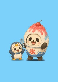 穿著刨冰布偶裝的熊貓