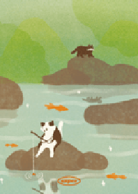 Cat Fishing By the Pond