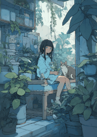 在小溫室裡等待的可愛貓娘