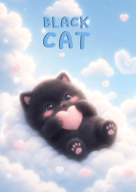 Cute Black Cat In Sky Land
