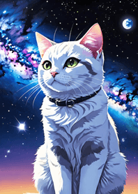 Night Moon Star Cat 703a8A