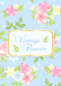 Vintage flower-Blue2-