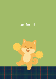 Cheerful Shiba Inu01 on moss green