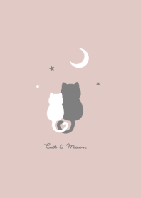 Cat & Moon 2 (snuggling)/ pink beige