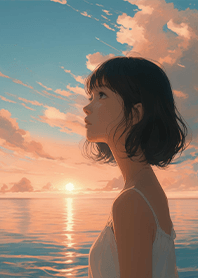 禪意生活-遙望大海與天際的女孩1 凱瑞精選