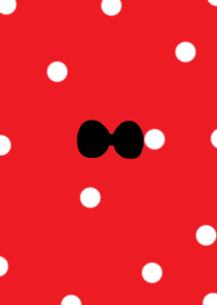 Red and white polka dots. A ribbon.