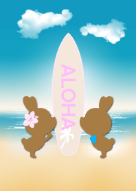 suntan rabbits and surfboard ALOHA 6.