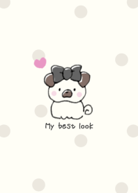 Pug&Ribbon:beige dot