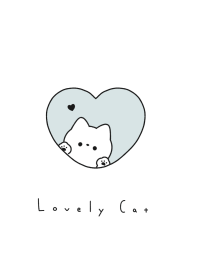 Cat in Heart(line)/light blue white.