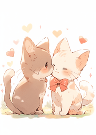 sweetly kissing cats