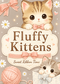 brown Fluffy Kitten Ribbon Time