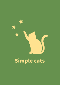 簡單 貓 星星 綠色 黃色