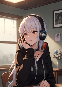 快適な日 - 窓辺の少女と音楽 HFBkA
