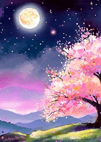 Beautiful night cherry blossoms#1612