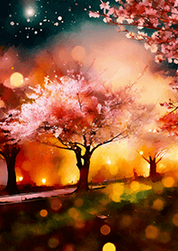 Beautiful night cherry blossoms#184