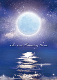 Blue moon illuminating the sea