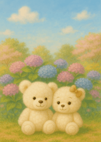 愛の証125（テディベアとアジサイ）