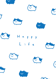 Plump Cat / white blue