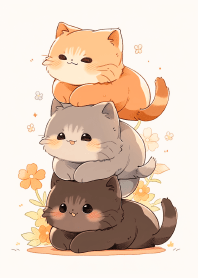 Cute cats are stacked on top of each 2