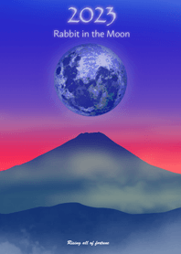 2023 Mt.Fuji and full moon rabbit