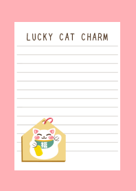 LUCKY CAT CHARM NOTEBOOK-PINK RED