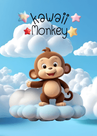 Kawaii Monkey in Cloud Theme
