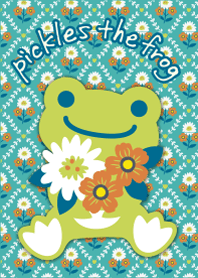 pickles the frog retro flower 2