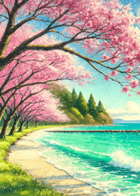 身につけるだけで運気上昇40(桜と海)