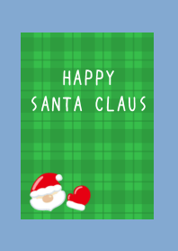 HAPPY SANTA CLAUS-GR CHECKERED-DUSTY BL
