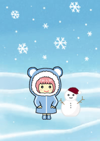Pink QQ Girl-Water Blue Snowflake Theme