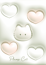 green Fluffy cat and heart 07_2