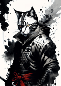 Ink wash cat samurai 3a6A76