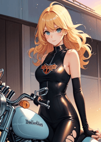 Girl riding a heavy motorcycle WS2b4