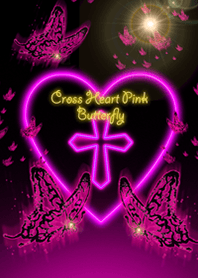 Cross Heart Pink Butterfly