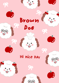 Brown dog love apple minimalpink cute jp