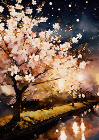 Beautiful night cherry blossoms#1619