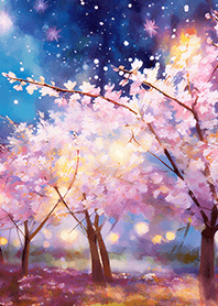Beautiful night cherry blossoms#934